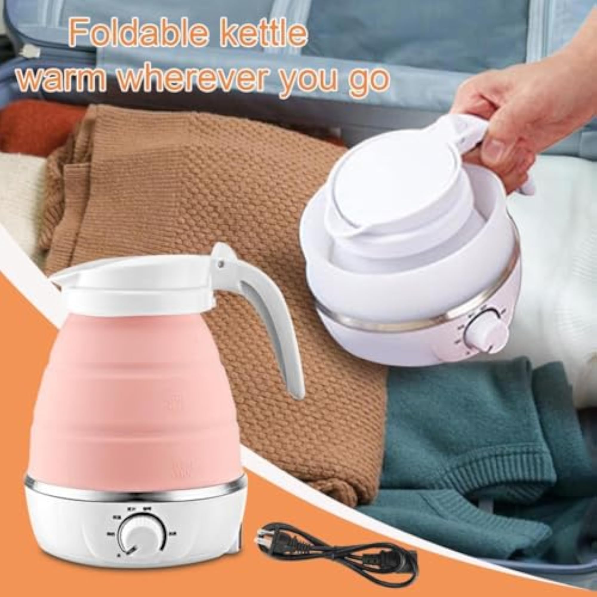 Travel Folding Electric Kettle, Fast Boiling Auto Shut Off