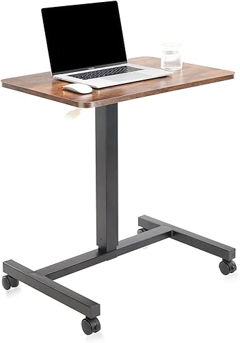 CLATINA Escritorio portátil de altura ajustable para laptop, mesa neumática, carrito rodante con ruedas bloqueables para oficina en casa, estación