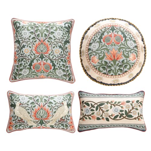 ISAENNE Designer Elegant Linen Throw Pillow Cover,Set of 4-Naples Set