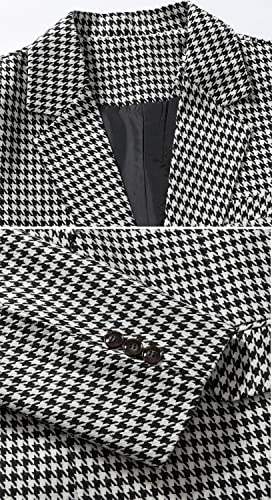 Men's Houndstooth Blazer Casual One Button for Groom Dinner Jacket4
