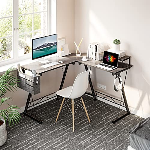 Casaottima L Shaped Desk Gaming Desk Home Office Desk Computer Desk With Round Corner, Large Monitor Stand #TOP2