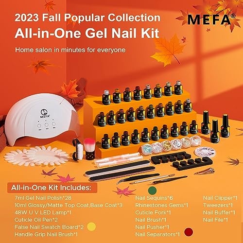 Kit de esmalte de uñas en gel MEFA con 28 colores y lámpara UV miniatura 2