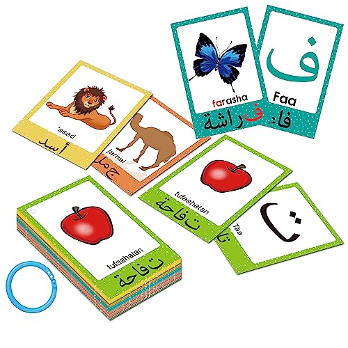 YIYDONG Arabic Alphabet Flash Cards for Kids Toddler, Learning Arabic Letters Flashcards with English Transliteration for Kindergarten, Preschool, Homeschool