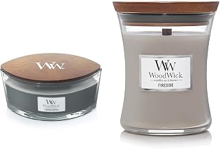Ellipse Scented Candle, Evening Bonfire, 16oz | Up to 50 Hours Burn Time, Gray & Fireside Medium Hourglass Candle, 9.7 oz.