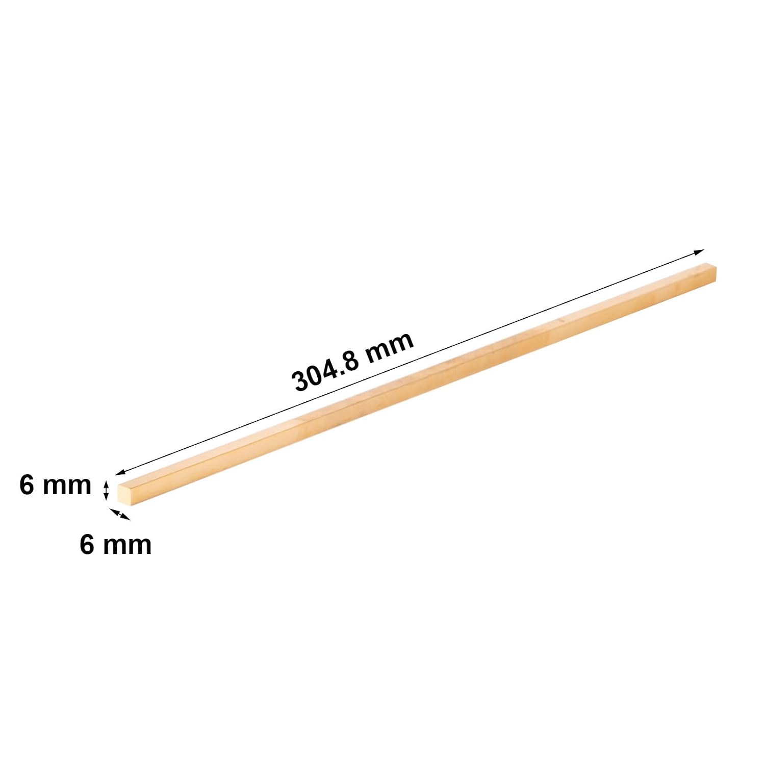 4pcs Brass Square Bar 6mm x 6mm, 12" Length Solid Flat Mill Stock