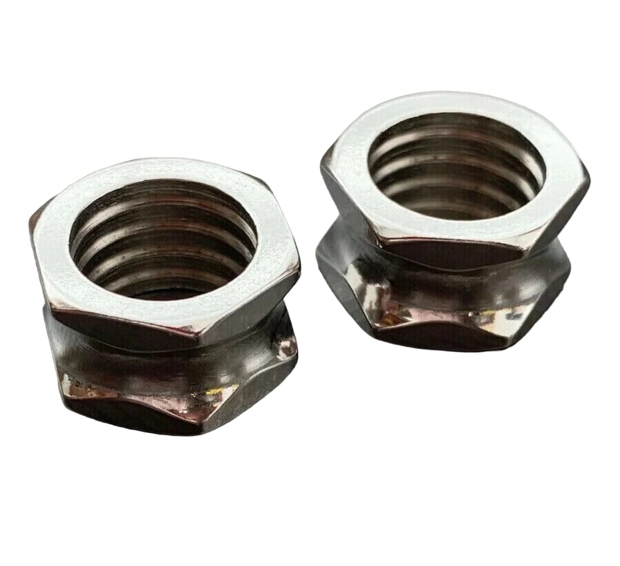 PAIR of Steel Hexagon Screw Bolt Tunnels Double Flare Plugs Earlets Gauges