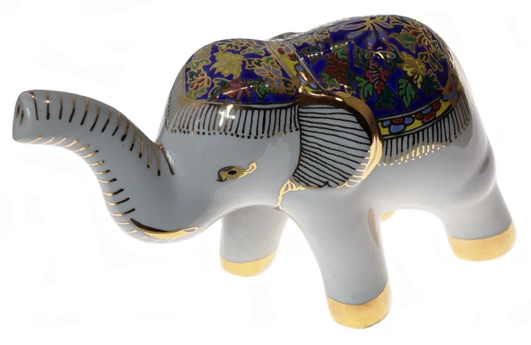 Amazon.co.jp: ベンジャロン焼き 象の置物 タイの伝統工芸 風水