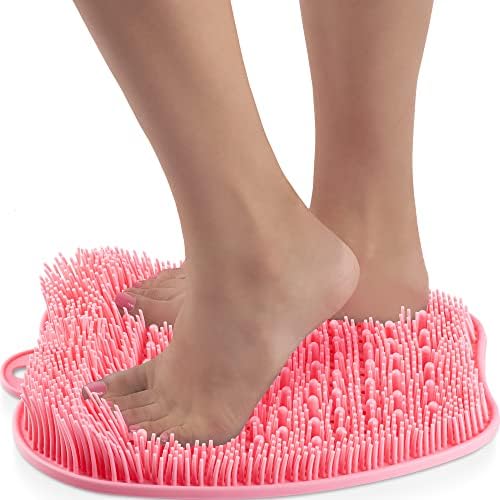 Foot Scrubber for Use in Shower - Foot Cleaner & Shower Foot Massager by Love Lori - Foot Care For Women & Teen Girls, Improves Circulation, Soothes Achy Feet & Reduce Pain - w/ Suction Cups (Pink)