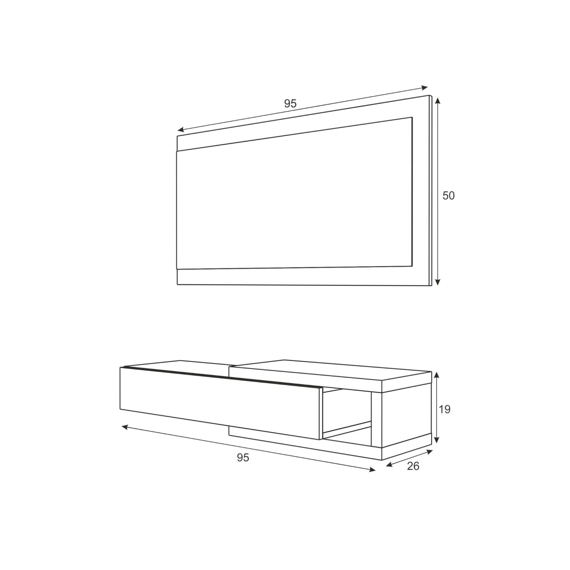 Dmora - Mobile da ingresso Mcallen, Entratina reversibile con specchio, Mobile per atrio con cassetto, Svuotatasche per appartamenti, 95x26h69 cm, Bianco e Rovere
