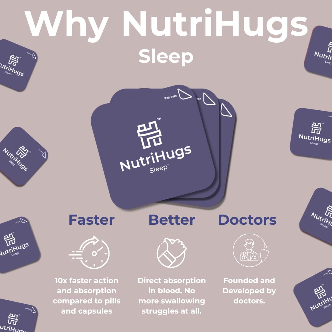 NutriHugs Sleep Aid Oral Thin Film Strips – Valerian Root, Chamomile, Lavender, Melatonin, Hibiscus & Natural Ingredients | Vegan, Sugar-Free | Doctor-Formulated | 30 Strips — Amazon image 3