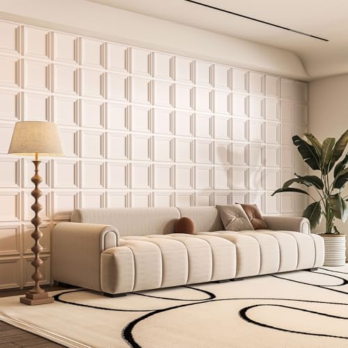 Image of Art3d 33-Pack Accent 3D Textured Wall Panels, 11.8 x 11.8 in, White | Wipe Clean, PVC, Water Repellent, Impact Proof, Scratch Resist, Great for Living Room, Bedroom, Gaming Room, Office