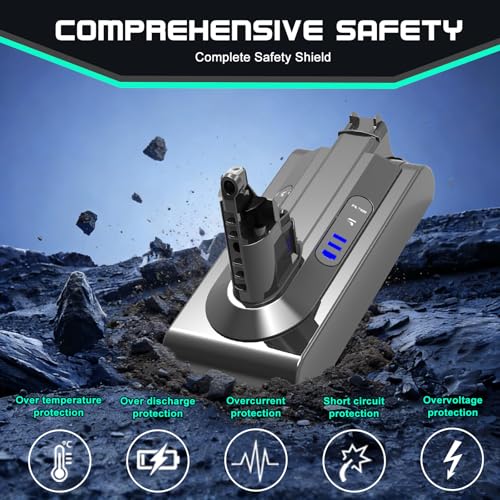 Image of High Capacity 25.2V 7000mAH V10 Battery SV12 Compatible with Dyson V10 Battery Replacement for Dyson SV12 /Animal /Absolute /Fluffy /Motorhead Series Vacuum Cleaner, with 2 Filters(Not Fit V8 SV10)