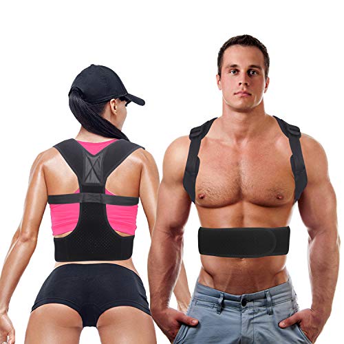 Posture Corrector Posture Corrector for Women and Men Upgraded Adjustable Upper Back Brace for Clavicle Support Providing Pain Relief from Neck Back and Shoulder (Black B)