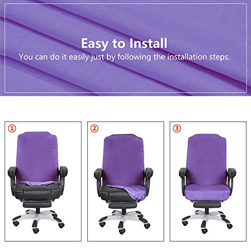 Image of SARAFLORA Office Chair Covers Stretch Washable Computer Chair Slipcovers for Universal Rotating Boss Chair Large Size, Light Purple