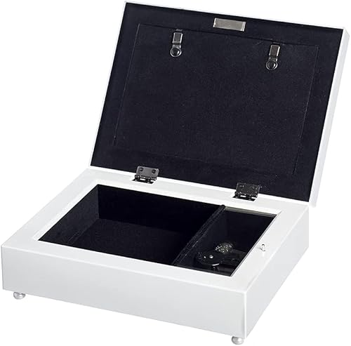 Miniatura 4 de Roman Cajas de música Acabado blanco perlado madre con perla joya, caja de música de cuerda con movimiento musical Sankyo, forro de terciopelo, se