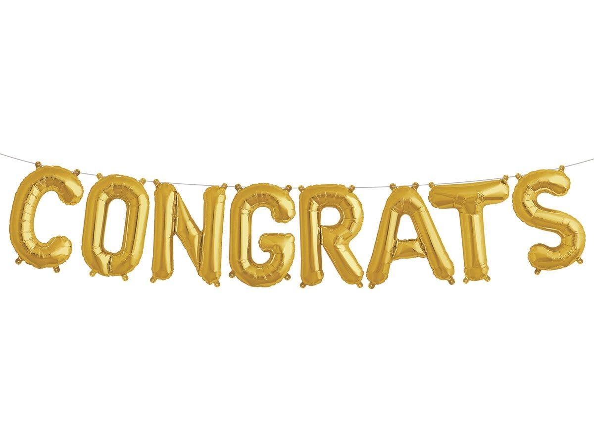 Gold Congrats Foil Balloon Banner, 1m (2 pack) - Image 2