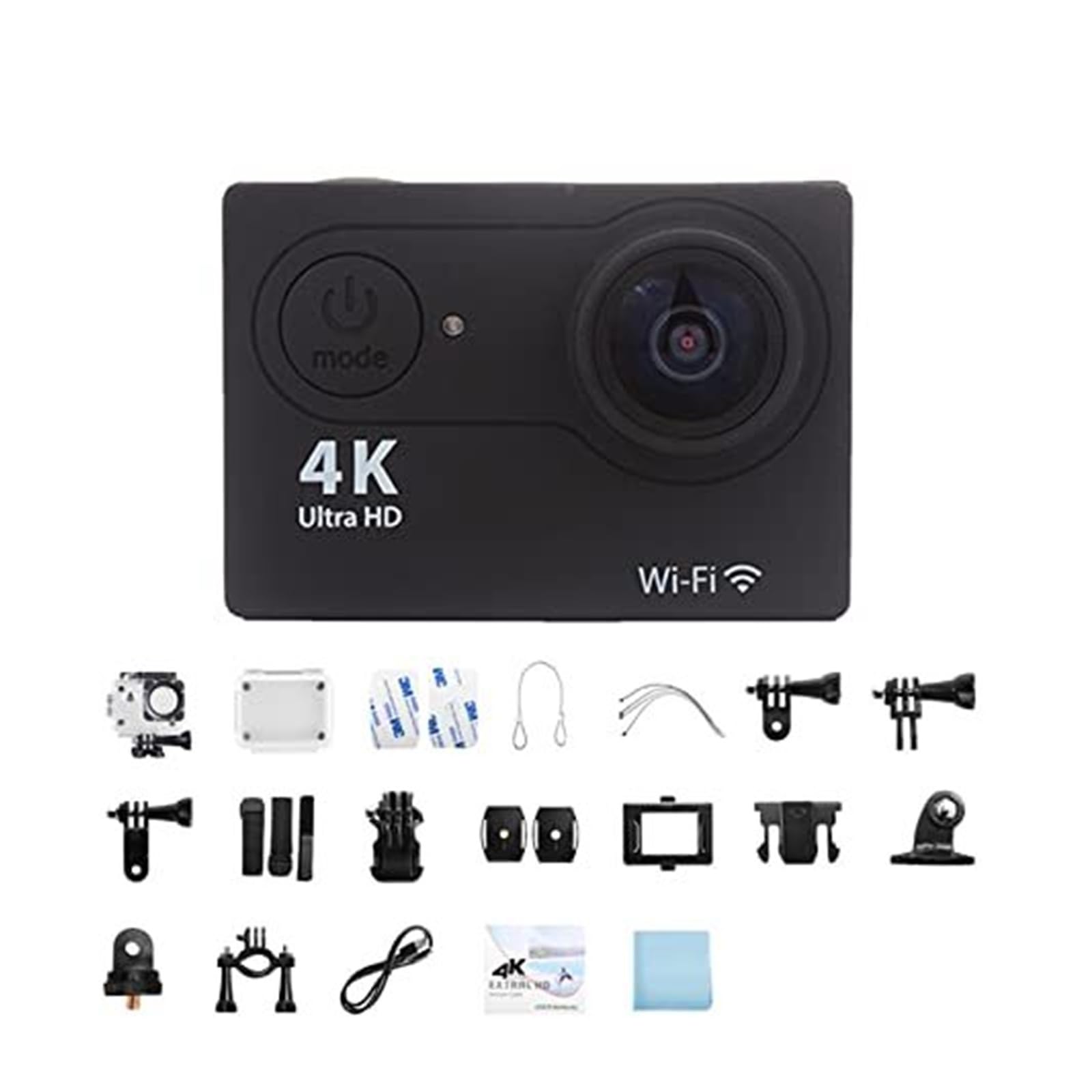 Kamera Akcji 4K Ultra HD Z Wodoodporną Konstrukcją, Szerokim Kątem 170° I Ekranem 2,0 Cala(32G Card; Slivery)