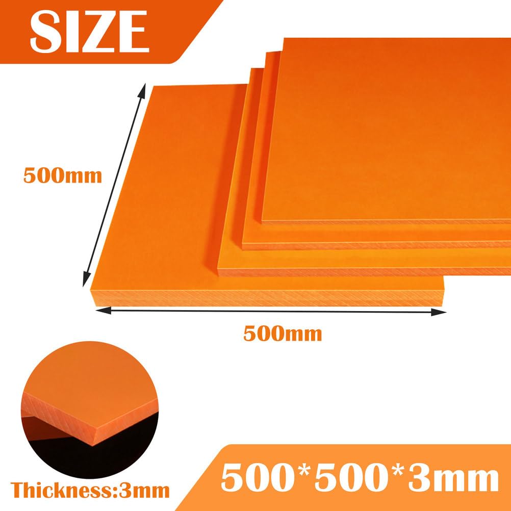 Placa de baquelita roja 3mm – Lámina fenólica Aislante y Resistente al Calor para mecanizado CNC, instalaciones eléctricas, Bricolaje y Equipos industriales,500 * 500 * 3mm