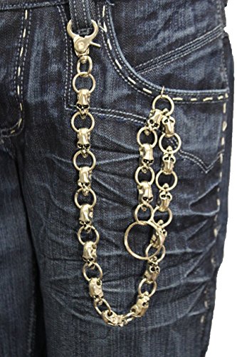TFJ Men Fashion Wallet Chain Chunky Links Metal Skulls Jeans Keychain Skeletons Fashion Jewelry Silver2