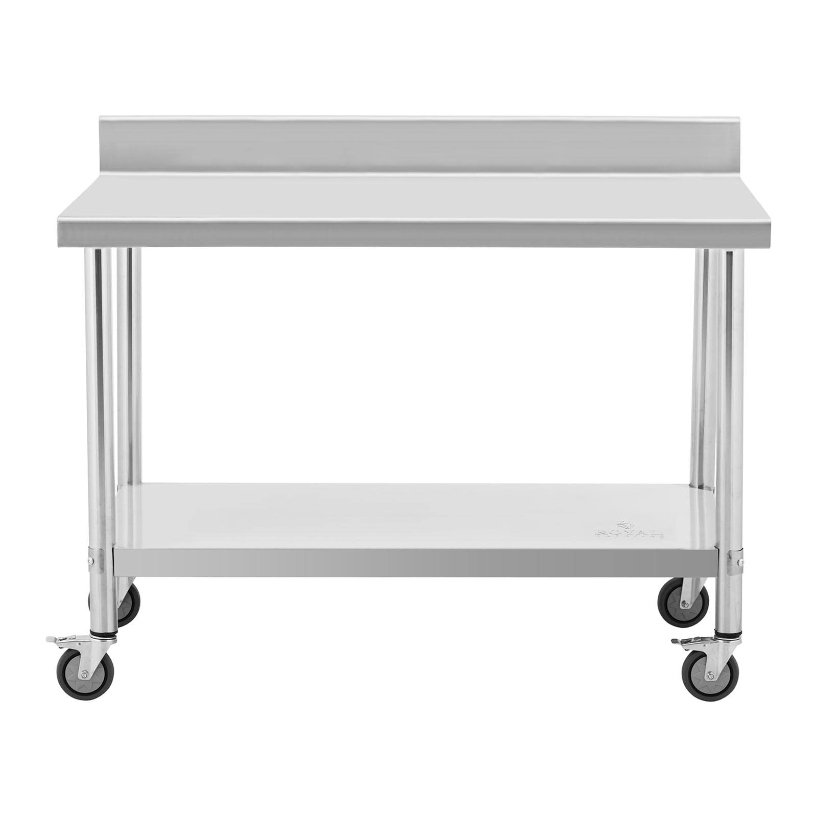Royal Catering RCAT-120/70-WS - Tavolo da lavoro in acciaio INOX con ruote e alzata, 70 x 120 cm, portata 158 kg, con ruote, tavolo da lavoro su ruote