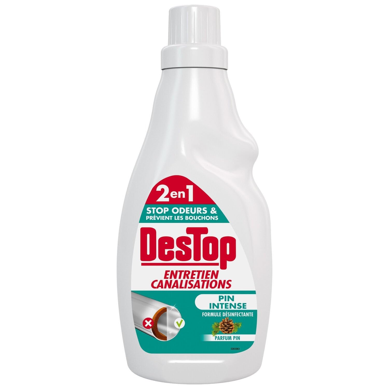 DESTOP – Gel Puissant pour Canalisation, Fraîcheur Intense au Parfum de Pin (Flacon 750 mL) - Lot de 3 - vendu par Lot