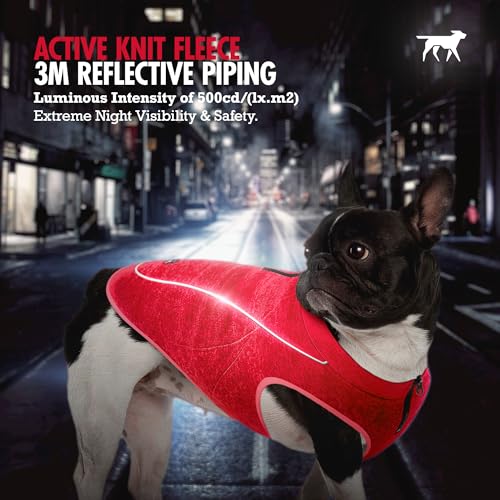 Image of Insulated Fleece Sweater for Dogs | Lightweight Warm Dog Vest | Zipper Port for Harness | Cold Weather Winter Jacket | Rain Snow Repellant Coat | Adjustable for Small Medium Large Girl Dogs (Red /L)