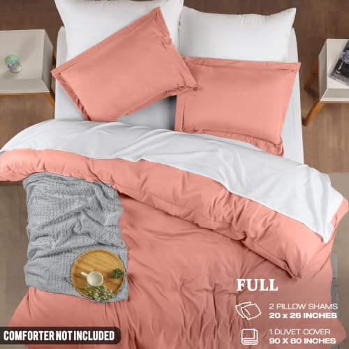 Image of Duvet Cover Full, 3 PC Cotton Like Polyester, Zipper Closure, Blush Pink