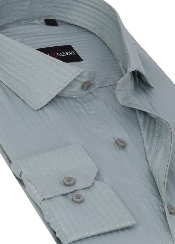 Image of MARK & ALBERT Men's Striped Full Sleeves Cotton Formal Shirt White | Stylish Shirt for Men