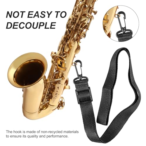 KUWAN Sax Neck Strap Soft Saxophone nylon neck strap Padded for Alto Sax Tenor Clarinet Baritone Soprano Horn Music Instrument Black3
