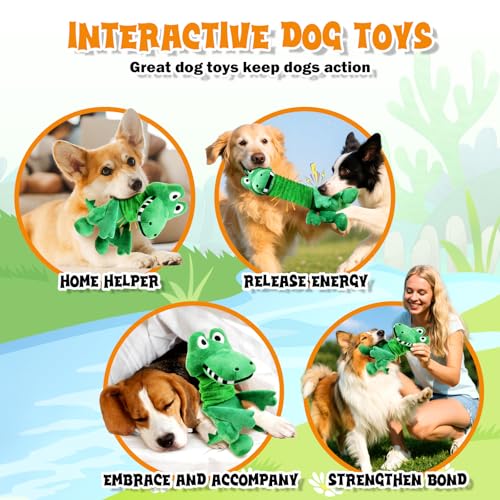 Image of Fuufome Large Squeaky Dog Toys:Plush Tug of War Dog Toys with Crinkle-Interective Chew Toys for Small,Medium,and Large Breeds- Puppy Toys Keep Them Busy&Dental Exercise