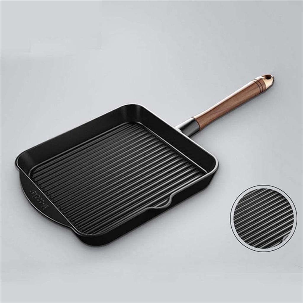 Żeliwna patelnia grillowa nonstick smażenie z orzechowym drewnianym uchwytem łatwym smarem Learned extensively