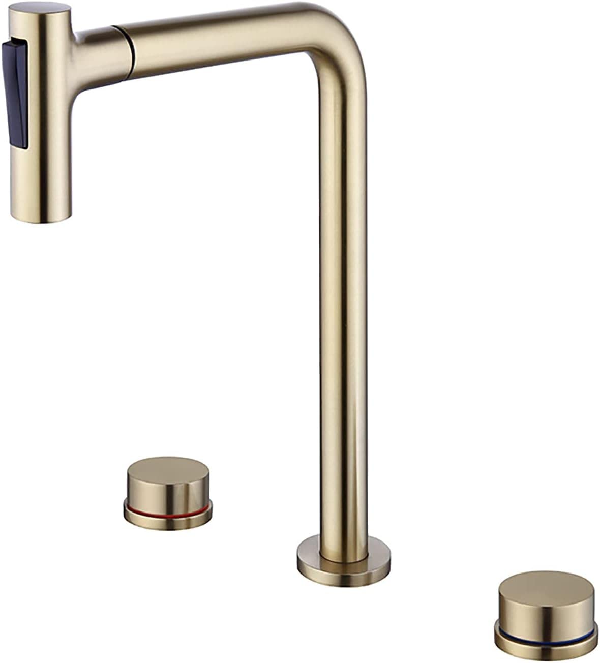 COSZWQDP Bathroom Sink Faucet with Pull Out Sprayer 360° Swivel Basin Mixer Tap Brass Vessel Deck