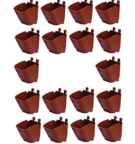 Image of Vertical Plastic Garden and Planter Wall Hanging Pots (Brown, 18 Pieces)