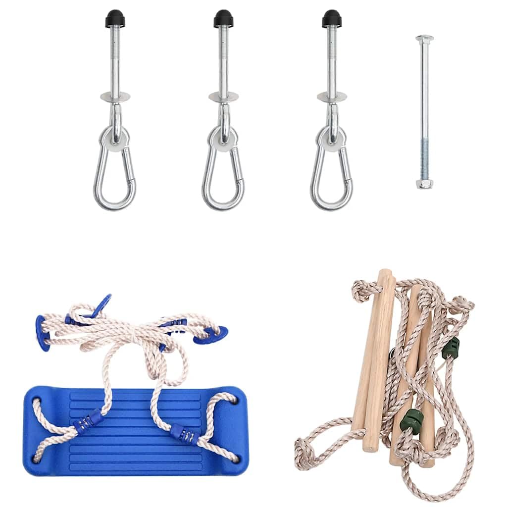 Schaukelsitz mit Seilleiter Blau 37x15 cm PE für Spielturm Zubehör, Schaukel und Rutsche, Kletterseil Leiter, Handgriff und Befestigung für Garten Spielplatz draußen