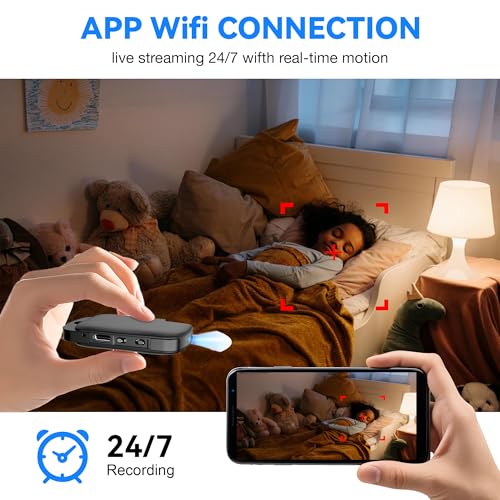 QENULORT 128GB Mini Camera, 1080P, AI Motion Detection, WiFi Remote View, Night Vision, Portable HD Security Recorder for Home, Office, Pets - Image 6