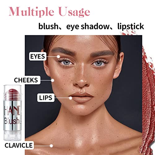 Chubby Cream Blush Stick for Face Cheek Lip Eye, Light Translucent Color for Fair Skin, Velvet Mousse Texture, Natural Pink Magenta Peach Red Matte Makeup Blusher, Vegan Cruelty Free (Carnelian) - Image 5