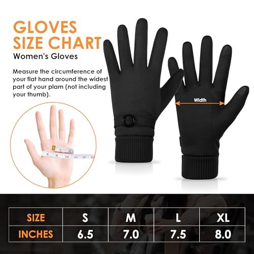 Image of Cold Weather Womens Gloves, Winter Gloves for Women Thermal Warm Fleece Lined, Touchscreen Gloves for Christmas Gifts
