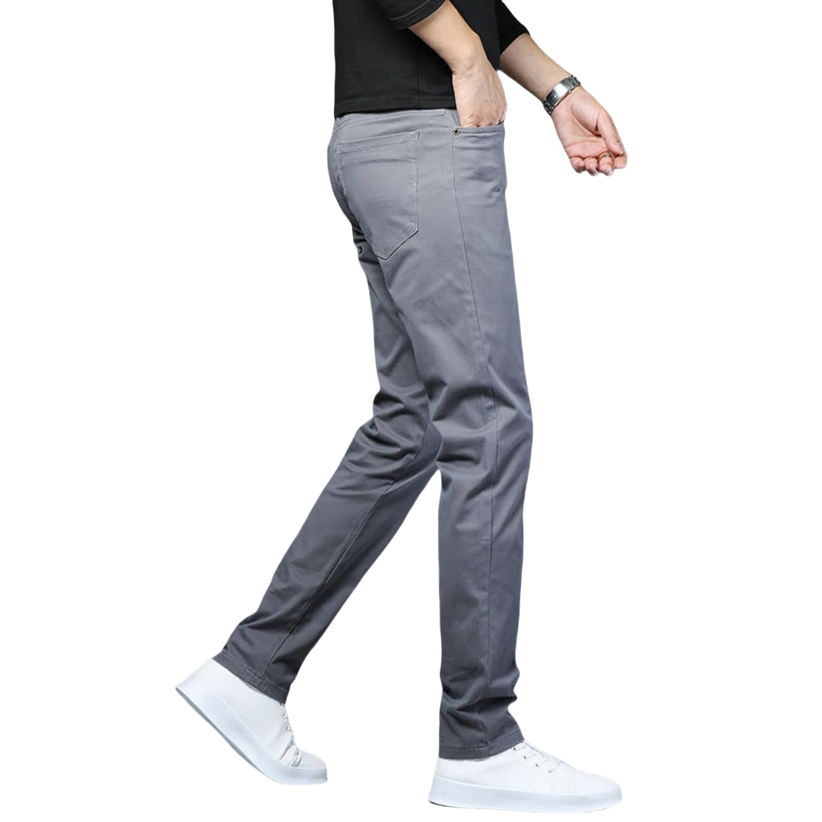 Pantaloni casual elastici versatili dritti slim da uomo cachi autunno