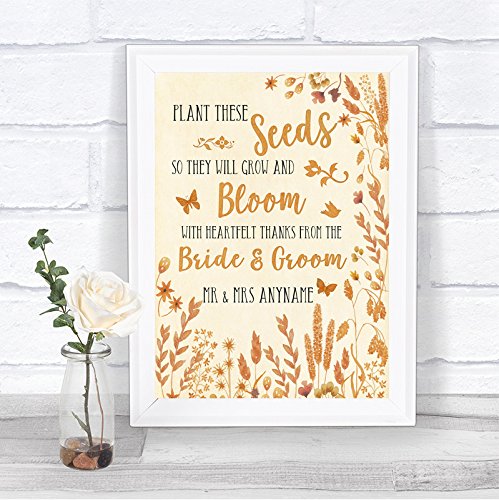 Autumn Leaves Plant Seeds Favours Personalized Wedding Sign