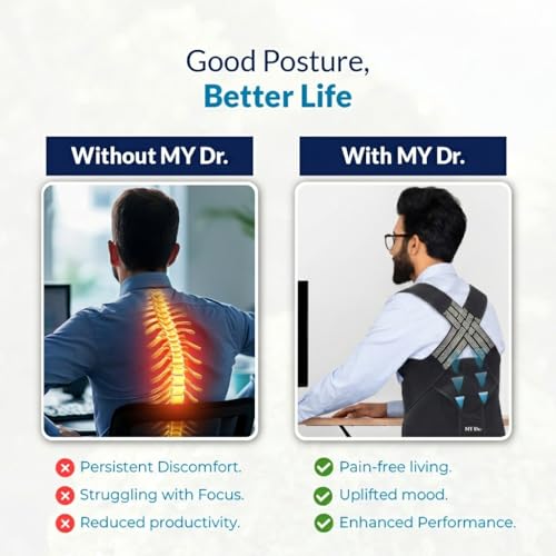 Image of MY Dr. X-Cross Posture Corrector Belt for Men & Women | Adjustable Back & Shoulder Support Brace for Spine Alignment, Hunchback Correction & Upper Back Pain Relief | Breathable Neoprene, Sweat-Free & Skin-Friendly | Ideal for Office, Driving, Gym & Daily Use | Waist Size (Universal)