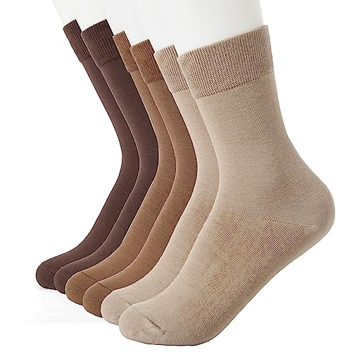 Cotton Mid Calf Crew Socks For Unisex,Soft Breathable Dress Socks For Business, Trouser, Casual 6 Pairs