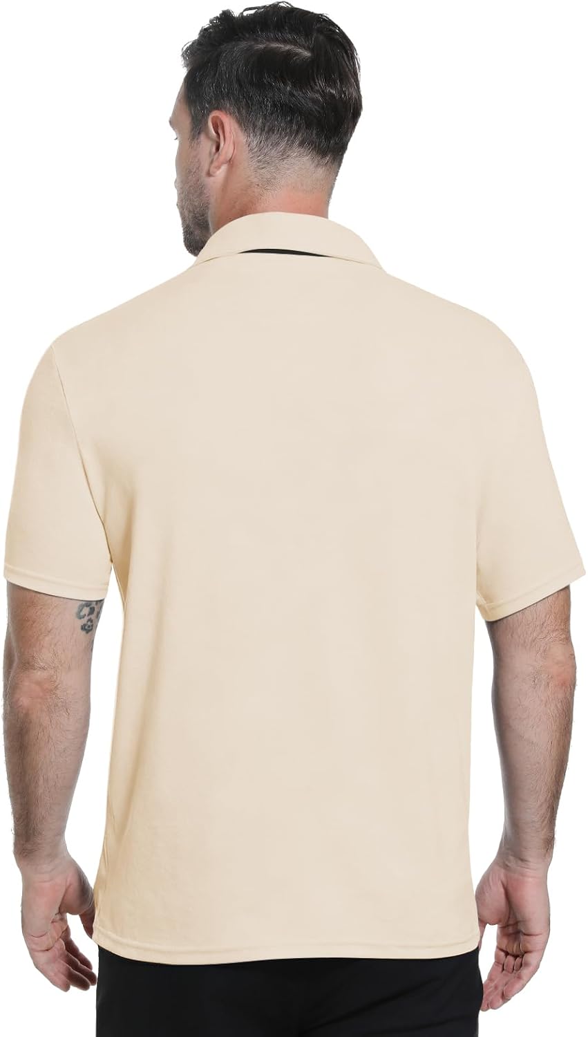 KUYIGO Men's Short Sleeve Polo Shirts Casual Tee Collared with Button Shirt - Image 2