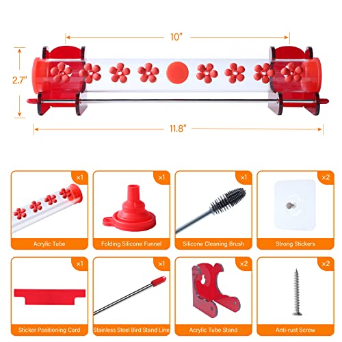 Hugeneroy Hummingbird Feeder Acrylic Horizontal Window Bird Feeder Along With Strong Sticker And Stainless Steel Perch Convenient For Standing Easy To Fill And Clean (1 Tube) #TOP1