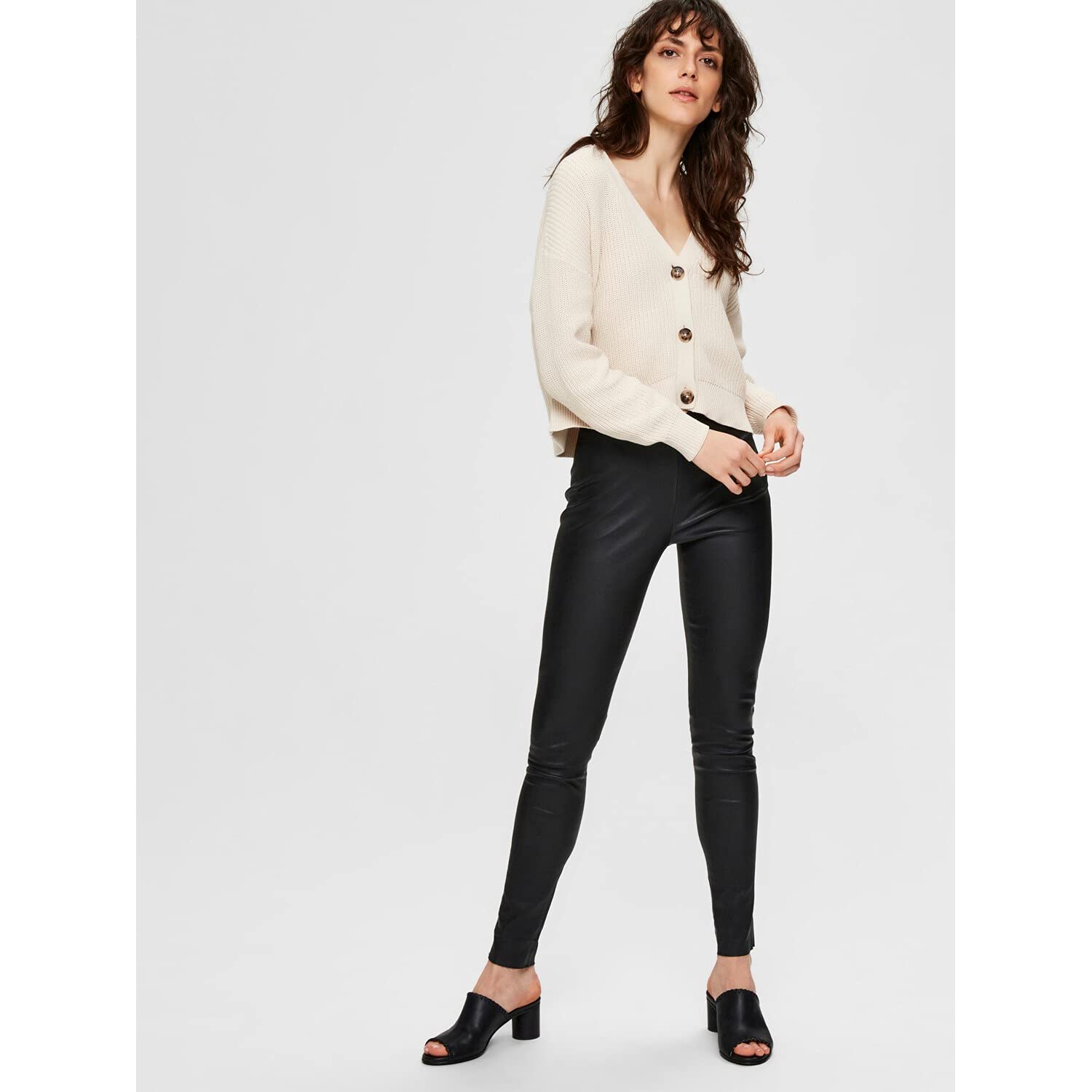 SELECTED FEMME Female Leggings Lamm Leder
