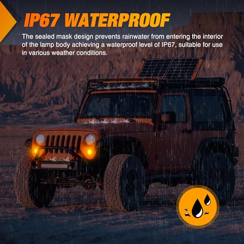 Image of Nilight JK Front Turn Signals Light 8LED Smoked Lens Amber Fronts Grille Indicator Lights Day Running Waterproof Clearance Lamp Compatible with 2007-2017 Wrangler JKU