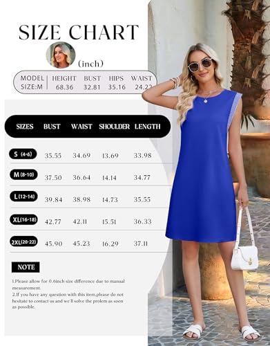 Image of WEACZZY Summer Dresses for Women 2026 Casual Crewneck Fit Beach Vacation Dress Sleeveless Loose Sundress with Pockets