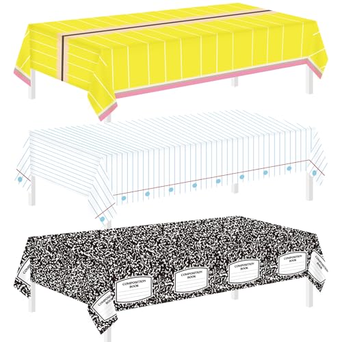 Piuaeue 3 PCS 54 x 108 Inch Back to School Party Tablecloth