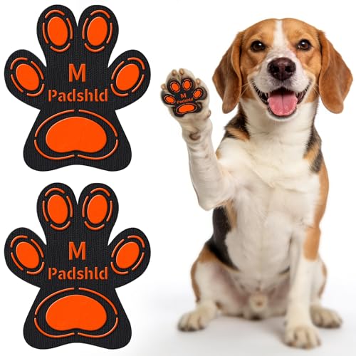 Padshld Anti Slip Dog Paw Pads for Senior Dogs - Paw Grips for Hardwood Floors Enhanced Balance Traction Pads Breathable Pet Paw Stickers Protectors for Dogs 7 Sets (28 Pcs) M