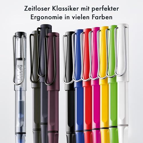 Lamy safari roll-ink black Tintenpatronenroller – zeitlos klassischer Stift mit ergonomischem Griff & Strichbreite M - Gehäuse aus robustem ASA-Kunststoff – inkl. Tintenpatrone T10 blau