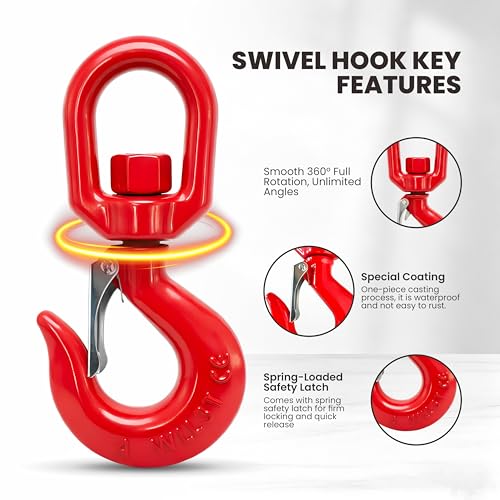 Image of Forklift Lifting Hook, 6600 LBS, 360 Swivel Forklift Attachment (17.7in)